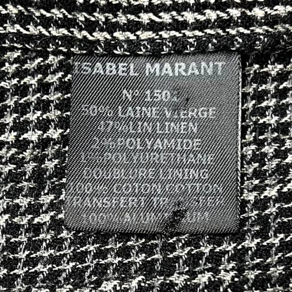 Isabel Marant Black Houndstooth Studded Hem Lines Blazer Jacket Size 2 - Picture 7 of 10